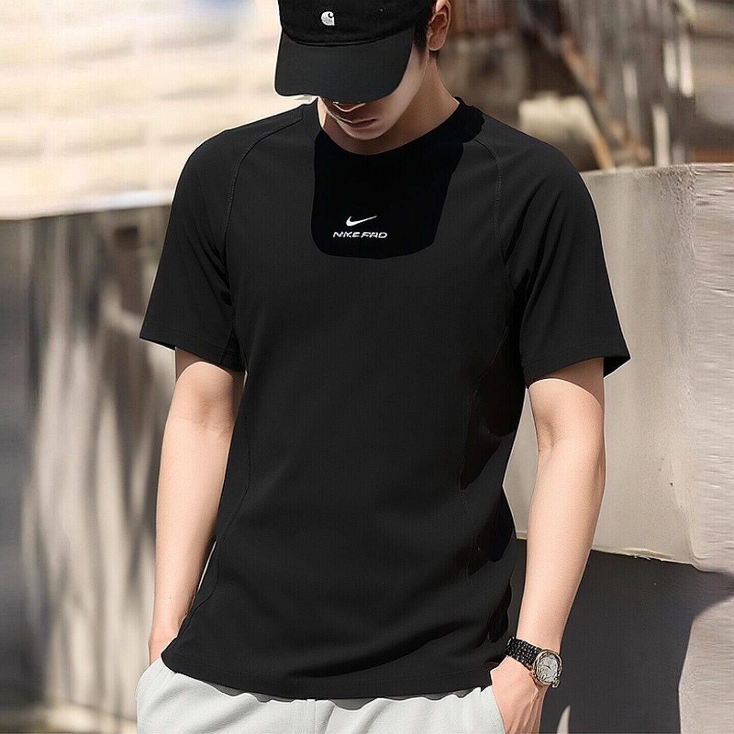 黑T恤NIKE耐克男士紧身短袖冰丝速干2026夏新款运动T恤健身训练服