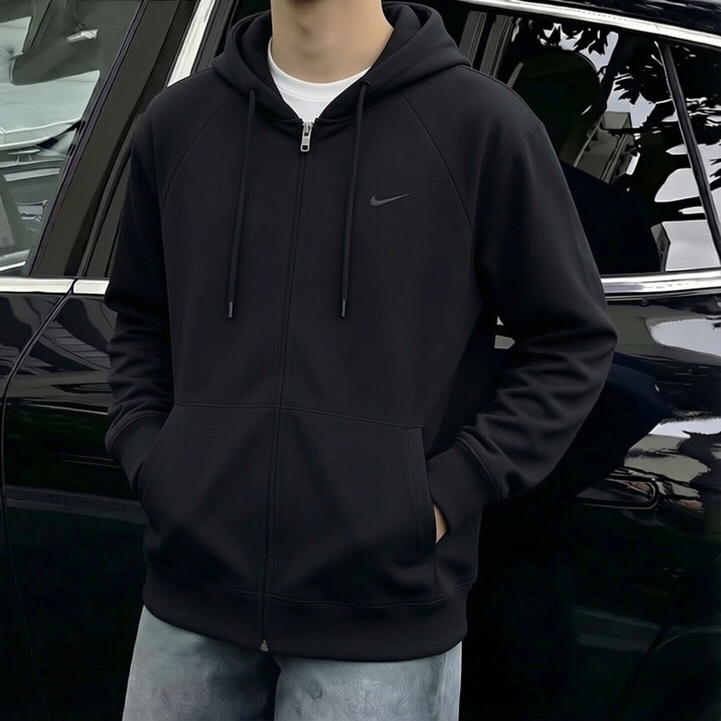 Nike耐克速干防晒外套针织保暖夹克新款男士防风运动服连帽衫卫衣