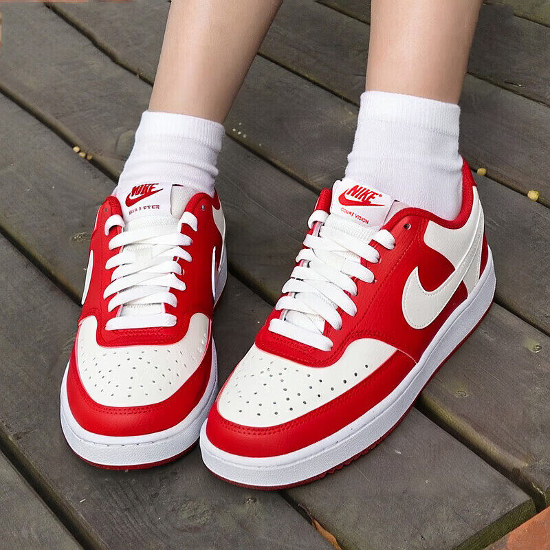 Nike耐克鞋子简版空军一号红色板鞋潮流运动鞋正品女鞋透气休闲鞋