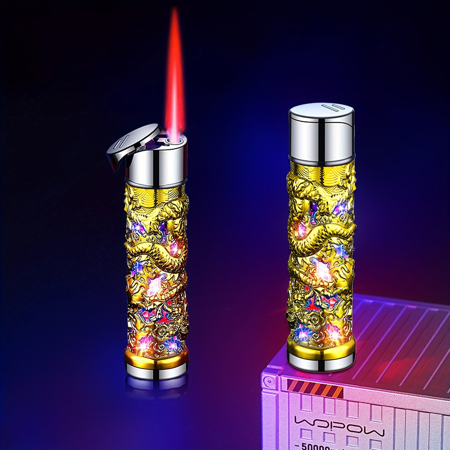 Windproof Dragon Torch Lighter – Intricate Embossed Design