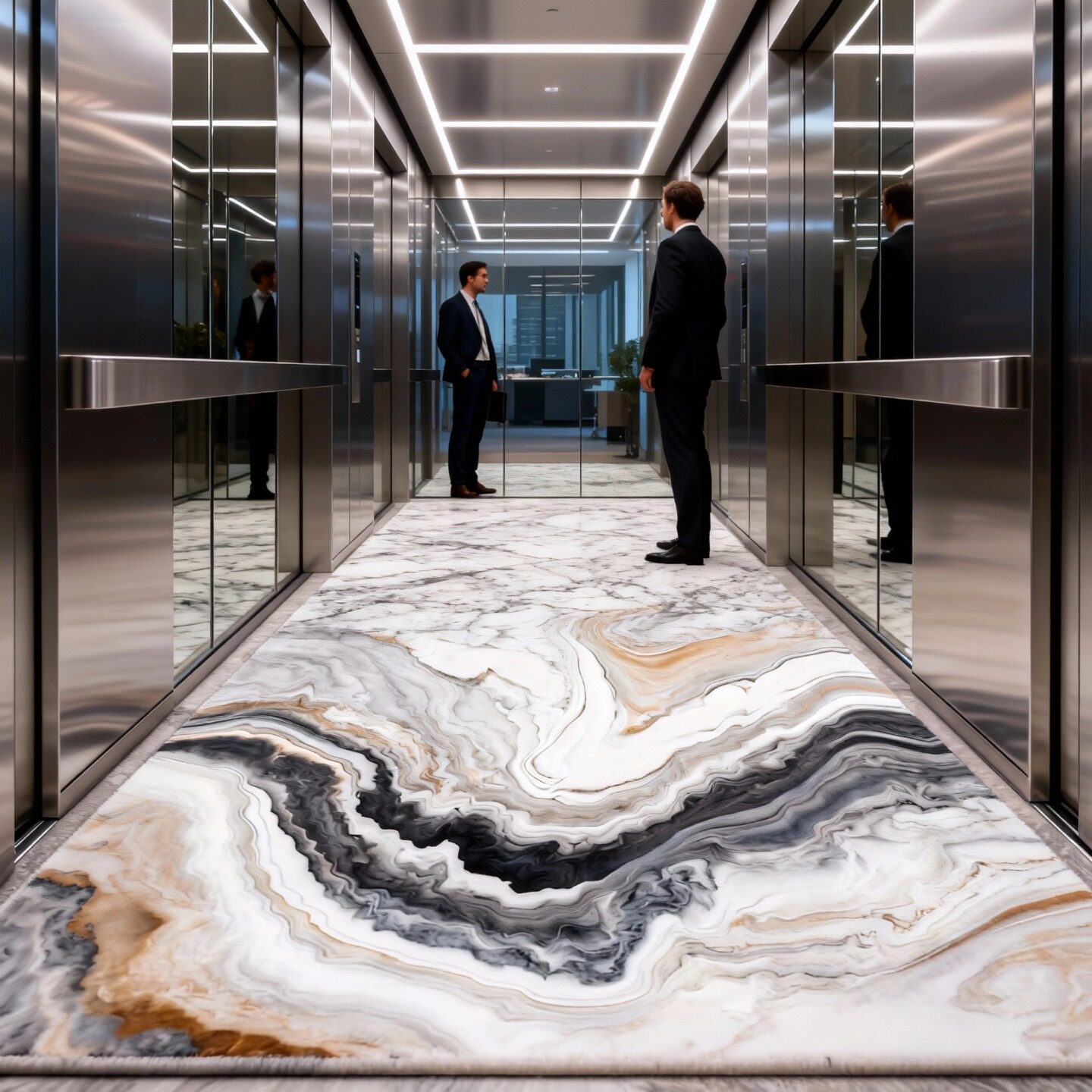 定做酒店办公楼电梯地板垫加厚耐磨PVC密实塑胶地板仿大理石欧式