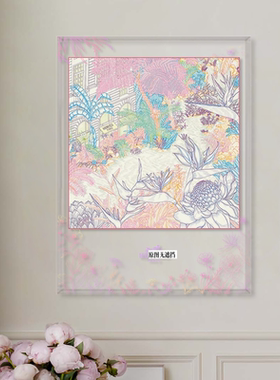 福宝热带森林丝巾装裱挂画法式客餐厅高级感紫色亚克力家居装饰画