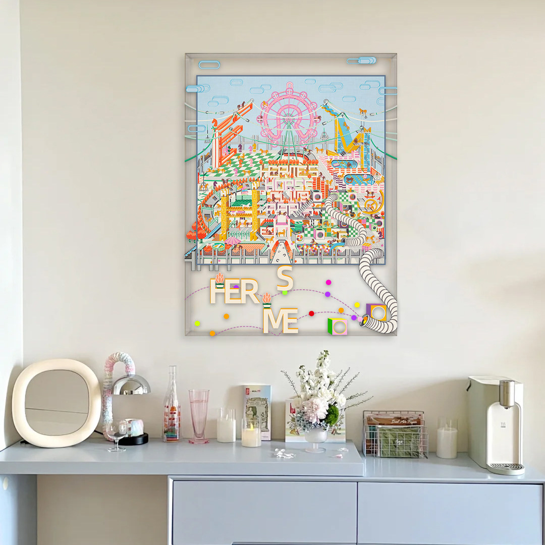 丝巾装饰画客厅走廊玄关高级感亚克力摆画儿童房餐厅趣味艺术挂画