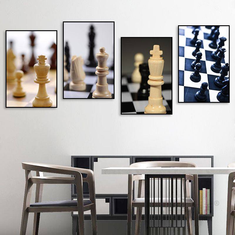 黑白国际象棋装饰画棋艺室挂画
