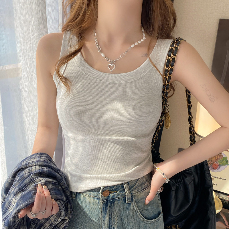 山姆优选背心女夏外穿2025新款吊带带胸垫内搭打底修身显瘦棉无袖