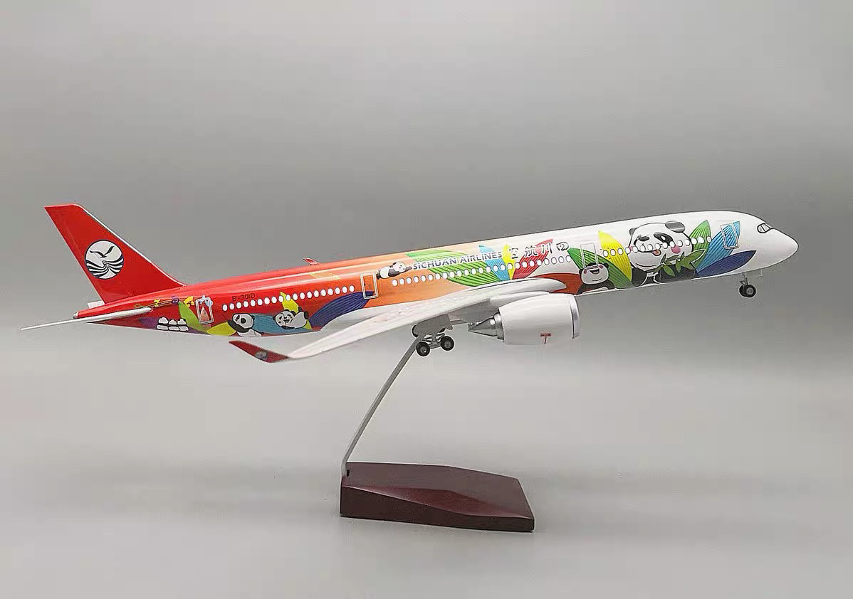云端乐园空中萌宠350-900四川熊猫号仿真飞机模型摆件生日纪念礼