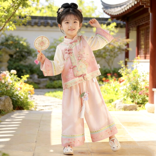 女童汉服2026春夏季儿童新中式国风套装女孩上衣阔腿裤唐装两件套