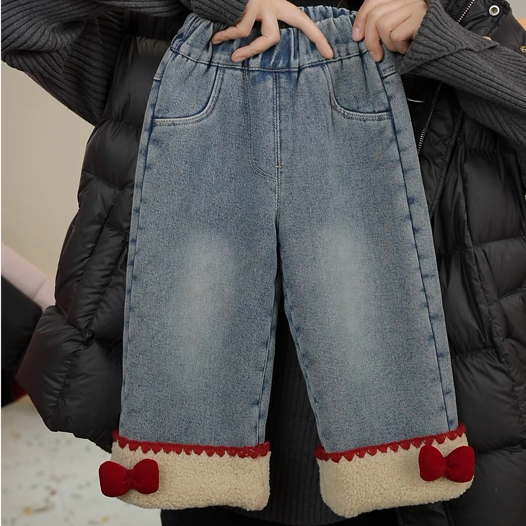 女童加绒牛仔裤冬季儿童一体绒羊羔毛加厚直筒裤阔腿裤洋气裤子女,童装/婴儿装/亲子装,儿童牛仔裤,淘宝优惠券,粉丝福利购,淘宝优惠卷