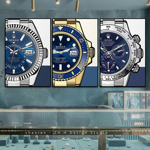 手表挂画名表维修店奢侈品专柜店装饰画钟表店寄卖行商场展柜壁画