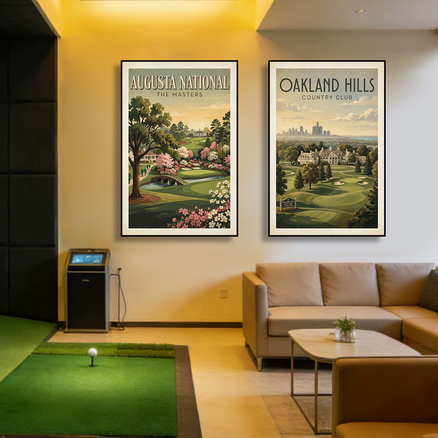 高尔夫球场挂画Golf俱乐部休息室装饰画酒店会所美式复古油画壁画