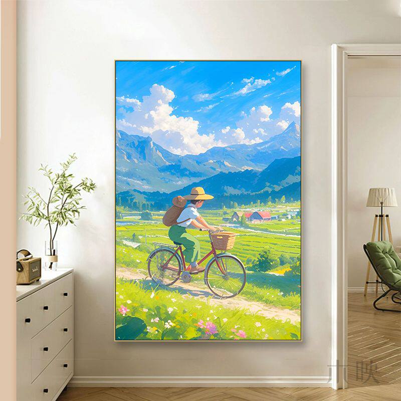 宫崎骏装饰画动漫风景周边花朵系油画风卧室挂画儿童房电竞房间画
