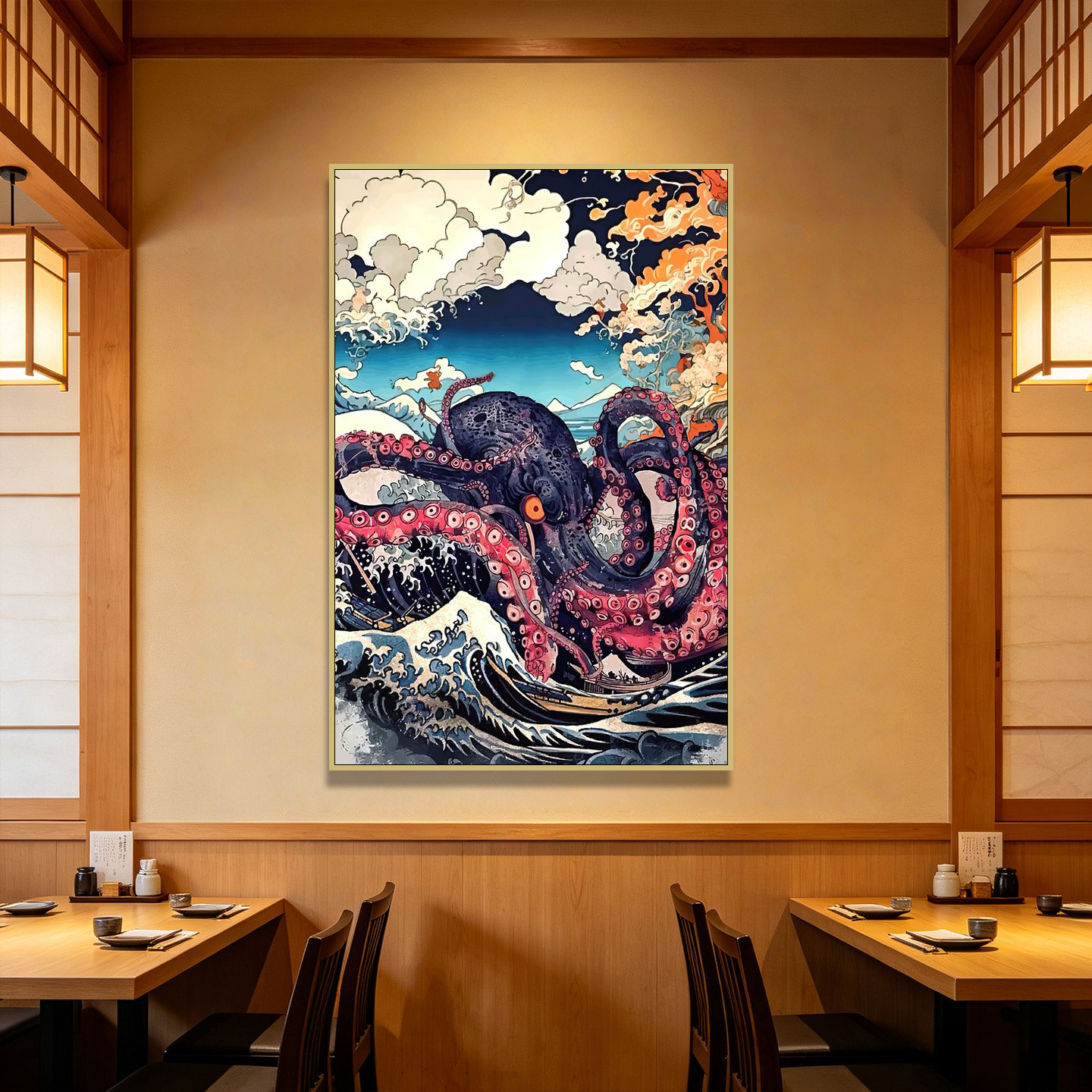 拉面馆寿司料理店装饰画日式风格挂画浮世绘原木和风玄关墙面装饰