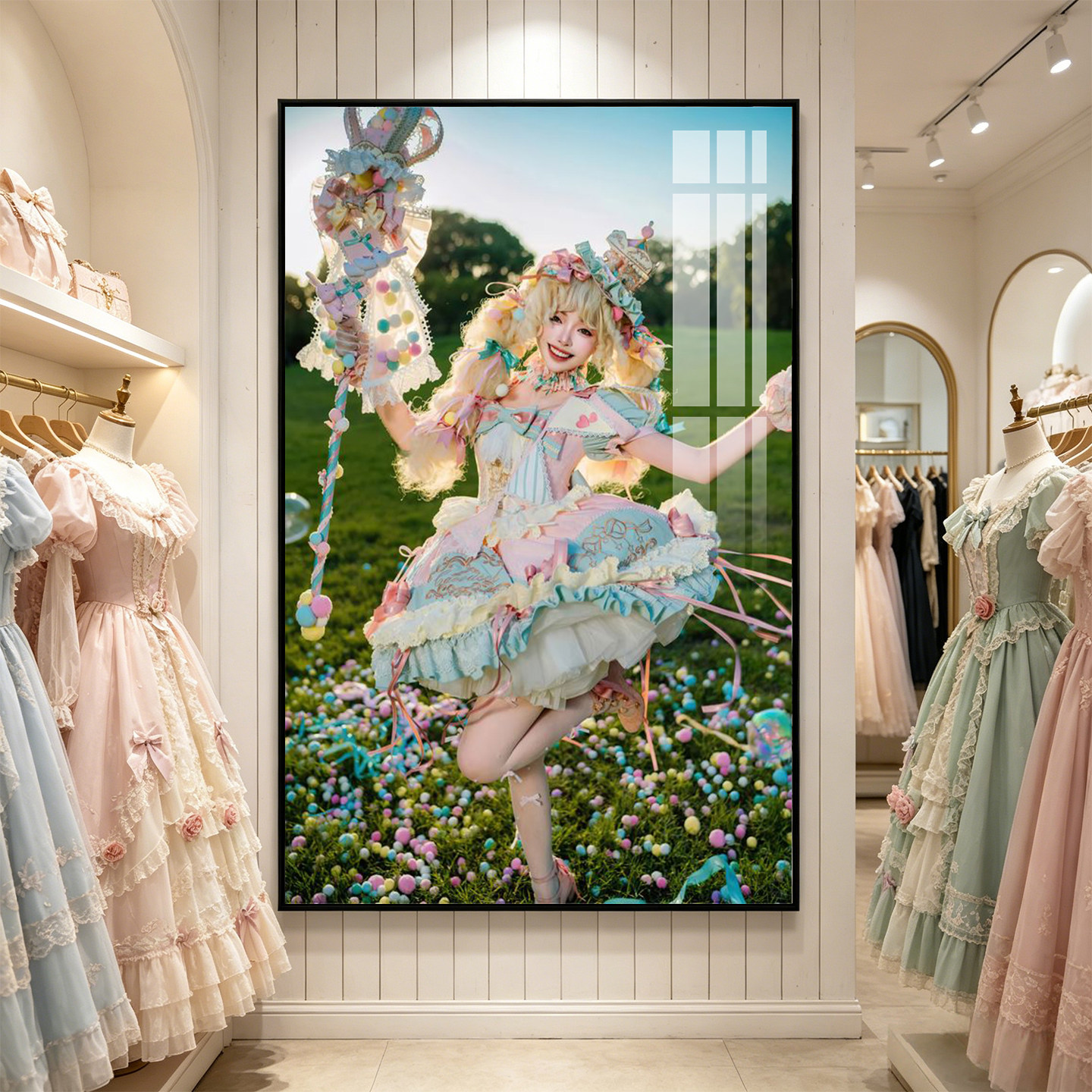 洛丽塔lolita装饰画婚纱礼服馆服装店挂画甜美公主裙写真馆壁画