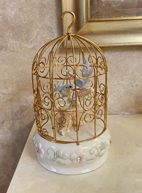 COSMOS美式乡村风格铁艺挂钩鸟笼装饰摆件