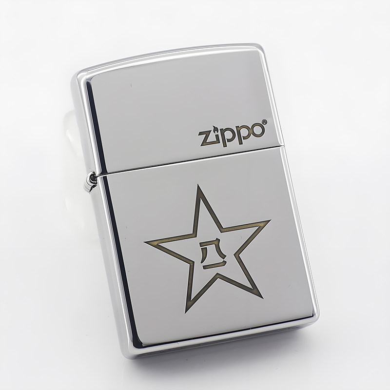 ZIPPO美国之宝煤油防风打火机经典铬镜面深雕五角星送战友男礼物