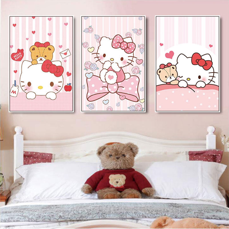 凯蒂猫装饰画公主房女生卧室房间挂画可爱粉色HelloKitty卡通壁画