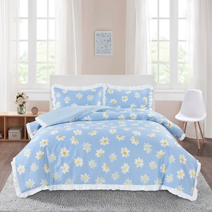 外贸全棉纯棉活性印花简约欧式1.8m2.0m床上用品双人被套四件套