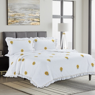 外贸新款纯棉全棉毛巾绣夏凉被双人绗缝被床盖出口欧式空调被