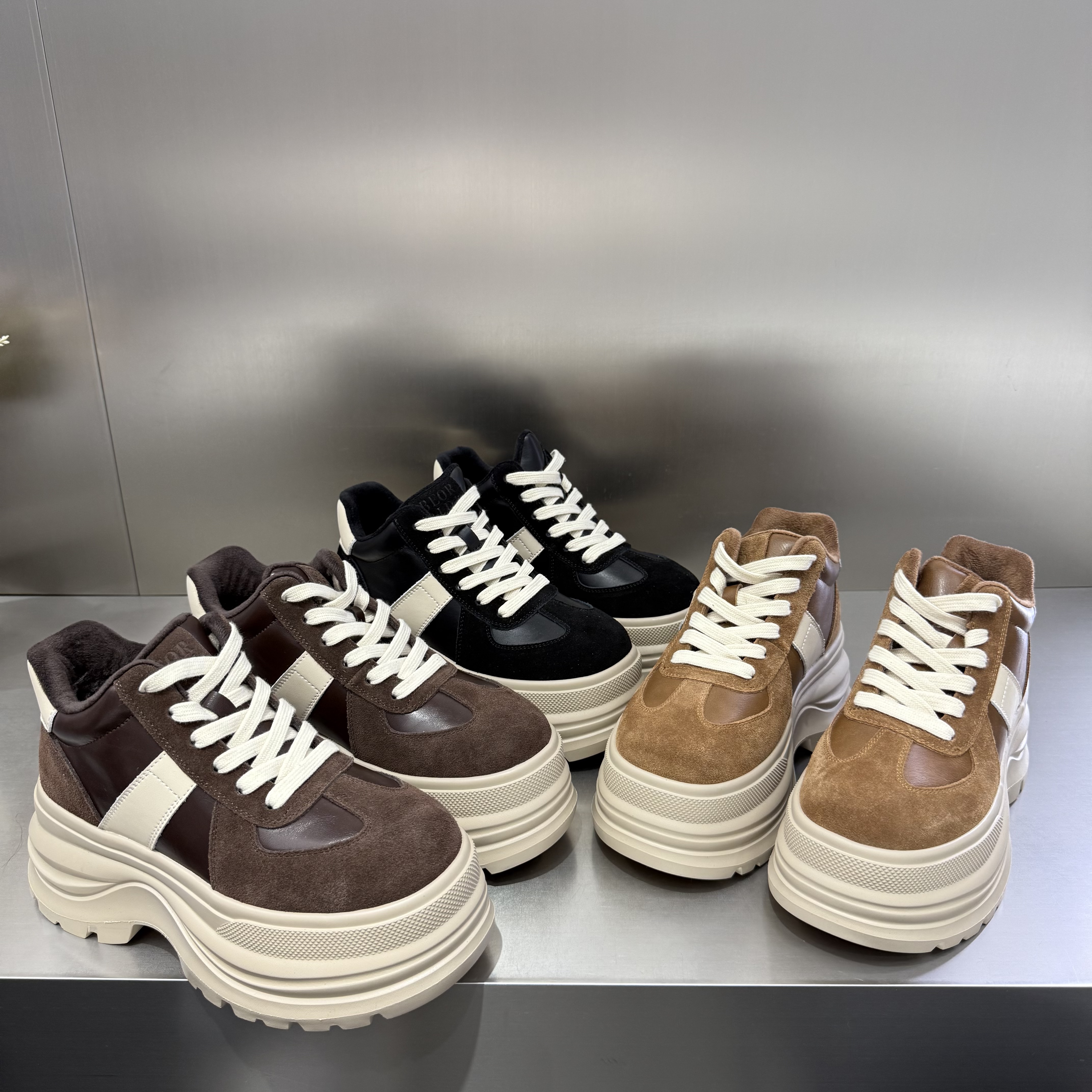 断码秒杀复古厚底增高休闲鞋女ins百搭系带拼色高帮老爹鞋棉