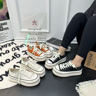百搭舒适系带休闲鞋 学院风帆布鞋 韩版 厚底简约板鞋 女2026春夏新款