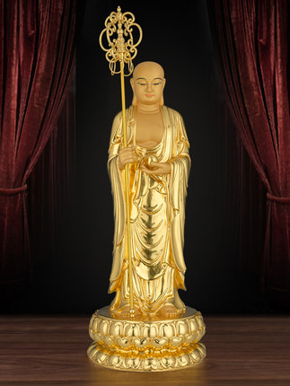 365部 祈愿 纯金镀金佛像 手工摆件 地藏王菩萨 真实寺院