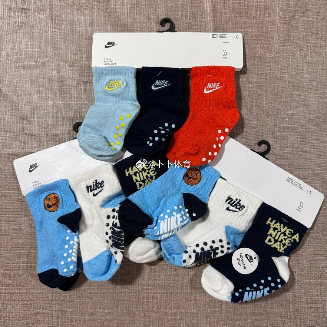 耐克Nike婴童休闲颗粒防滑柔软舒适袜学步袜三双装CT3014 HF3558