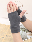 保暖手套半指女短款 加厚德绒触屏秋冬季 露指学生男写字办公打字