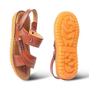 真皮男士 2022年沙滩鞋 防滑耐磨厚底头层牛皮凉鞋 新款 两用 牛筋夏季