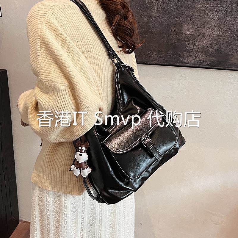 香港IT Smvp复古通勤托特包女大容量2025新款春夏休闲单肩斜挎包