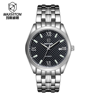 玛斯威顿间金手表男机械表男款正品全自动防水夜光商务休闲腕表男
