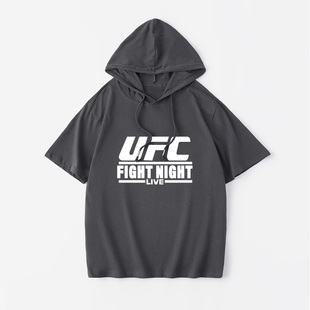 UFC 潮衣服女男连帽背心宽 拳击运动训练T恤短袖 MMA混合格斗武术