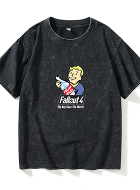 辐射4fallout pipboy哔哔小子T恤短袖大码衣服女男圆领大码宽松夏
