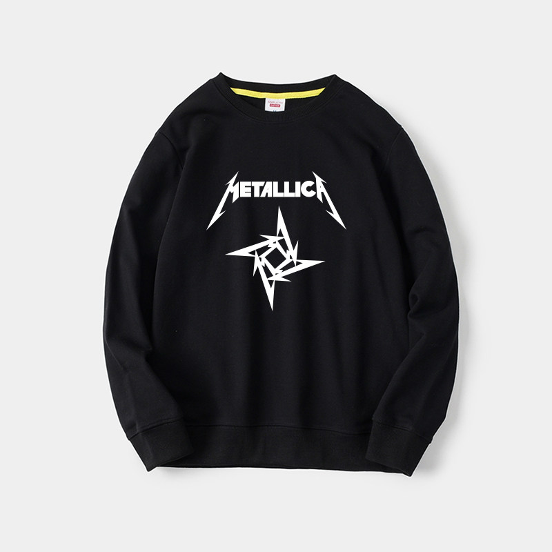 潮流 摇滚 metallica金属乐队卫衣圆领无帽套头宽松男女情侣装运