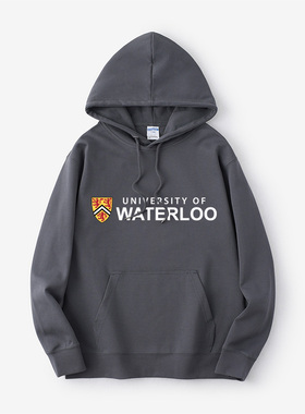 滑铁卢大学University of Waterloo纪念品周边校服卫衣连帽薄款加