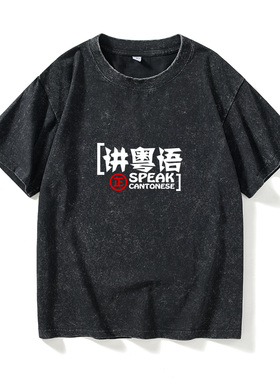 康天庥同款讲粤语服广州话白话T恤短袖个性衣服女男圆领大码宽松