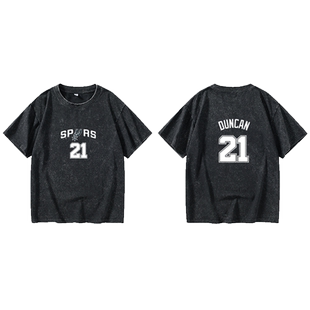 马刺石佛邓肯德罗赞吉诺比利篮球T恤短袖港风衣服男女圆领大码宽