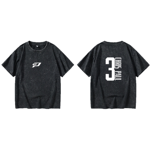 克里斯保罗新款CP3火箭球衣T恤短袖特大号衣服男女圆领大码宽松夏