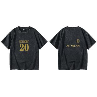 Ac米兰经典球衣 因扎吉加图索卡卡T恤短袖内搭衣服女男圆领大码宽