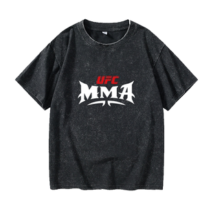 无限制格斗UFC 武林风散打拳击武术表演T恤短袖青少年衣服女男圆