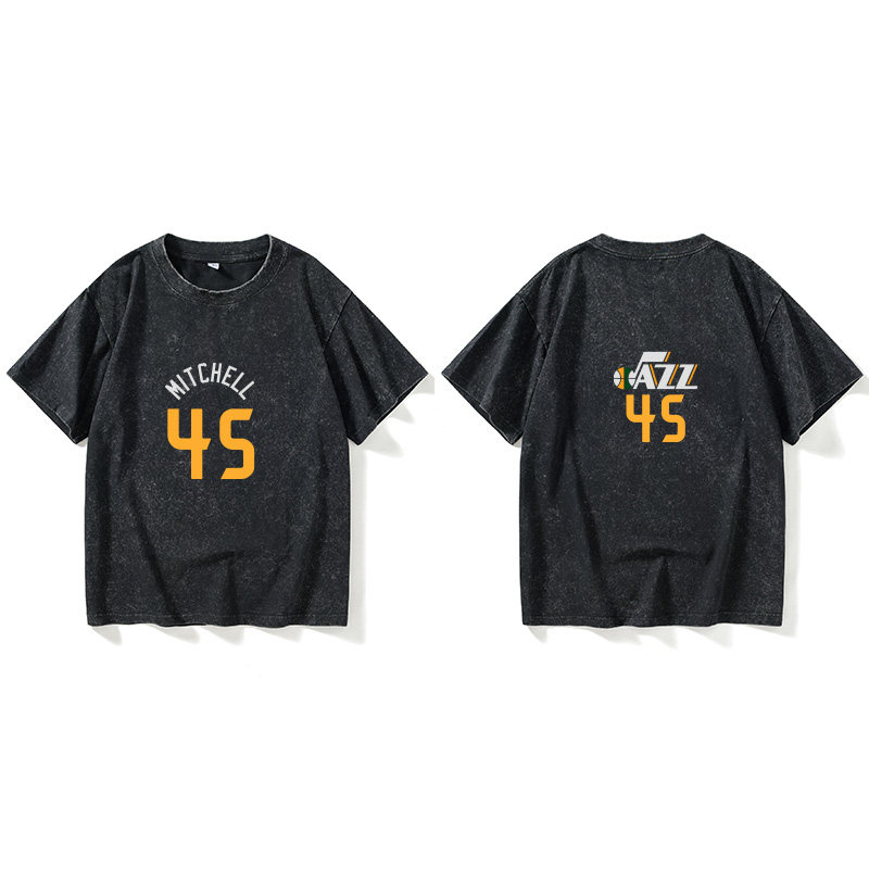 犹他爵士米切尔篮球运动T恤短袖韩版衣服男女圆领大码宽松夏季情