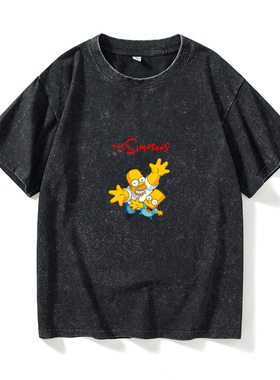 欧美潮牌superme 辛普森T恤短袖个性衣服女男圆领大码宽松夏季情