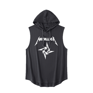 潮流 摇滚 Metallica金属乐队背心T恤无袖短袖Oversize衣服连帽坎