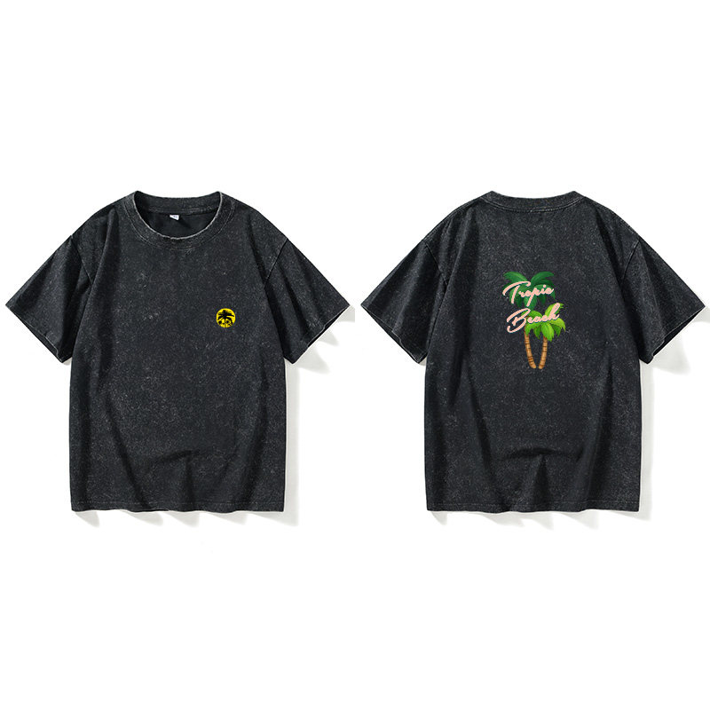 欧美 森系文艺小清新椰子树时尚T恤短袖新款衣服女男圆领大码宽松