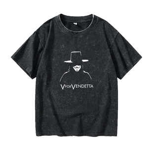 V字仇杀队男小丑V怪客面具COS冬季休闲T恤短袖个性衣服女男圆领大