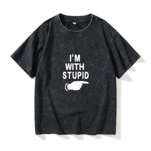 stupid with GEEK 找抽呢恶搞T恤短袖 慵懒风衣服女男圆领大码