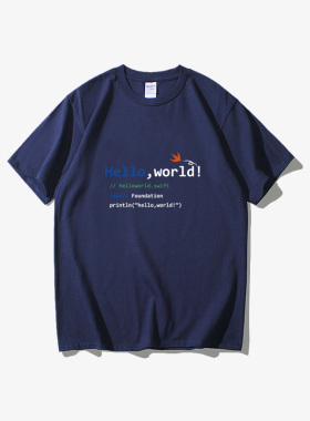极客helloworld程序员代码码猴码农T恤短袖潮衣服女男圆领大码宽