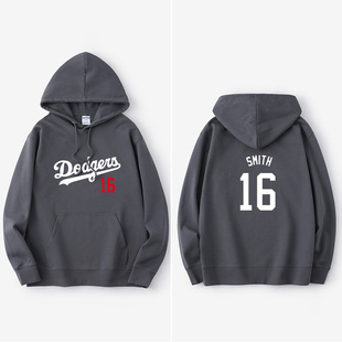一支职棒大联盟道奇球队 带帽男 棒球爱好者卫衣连帽潮衣服套头衫