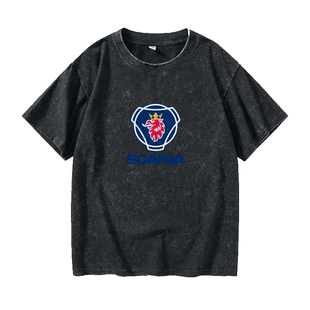 国潮男大卡车司机scania斯堪尼亚青年男男T恤短袖个性衣服女男圆