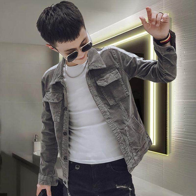 社会精神小伙外套秋季韩版潮流灯芯绒修身上衣快手网红同款夹克男