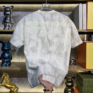 新中式 衫 高端欧货T恤男士 宽松圆领破洞半袖 潮牌短袖 2026春夏新款
